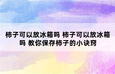 柿子可以放冰箱吗 柿子可以放冰箱吗 教你保存柿子的小诀窍